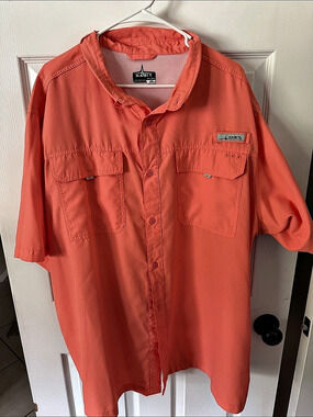 Habit Men's Short Sleeve UPF Fishing Shirt UPF Fishing Shirt Orange 3XL